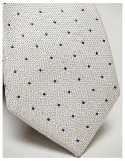 Politix Martin Spot Silk Tie in Neutral