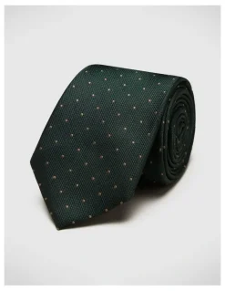 Politix Martin Spot Silk Tie in Dk Khaki