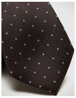 Politix Martin Spot Silk Tie in Chocolate