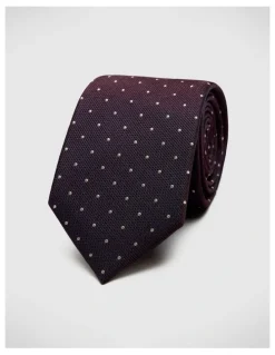 Politix Martin Spot Silk Tie in Burgundy