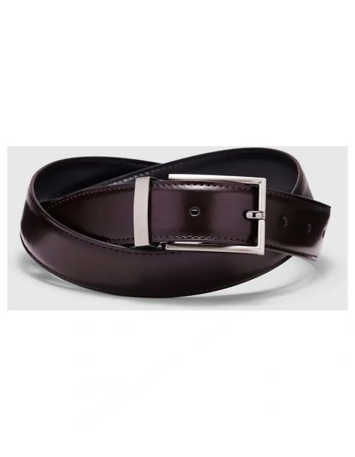 Politix Reversible Leather Belt in Black/brown