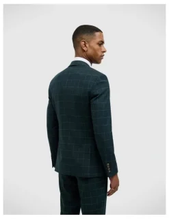 Politix Sebastian Windowpane Check Tailored Jacket in Khaki Windowpane