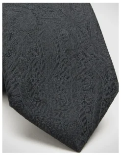 Politix Silk Paisley Jacquard Tie in Black