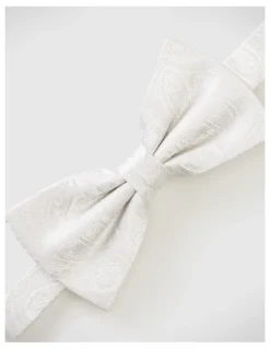 Politix Silk Paisley Jacquard Bow Tie in Ivory