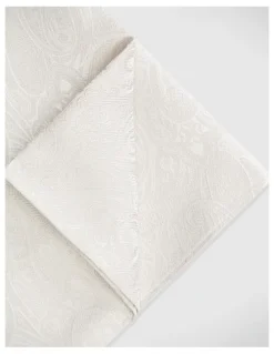 Politix Silk Paisley Jacquard Pocket Square in Ivory