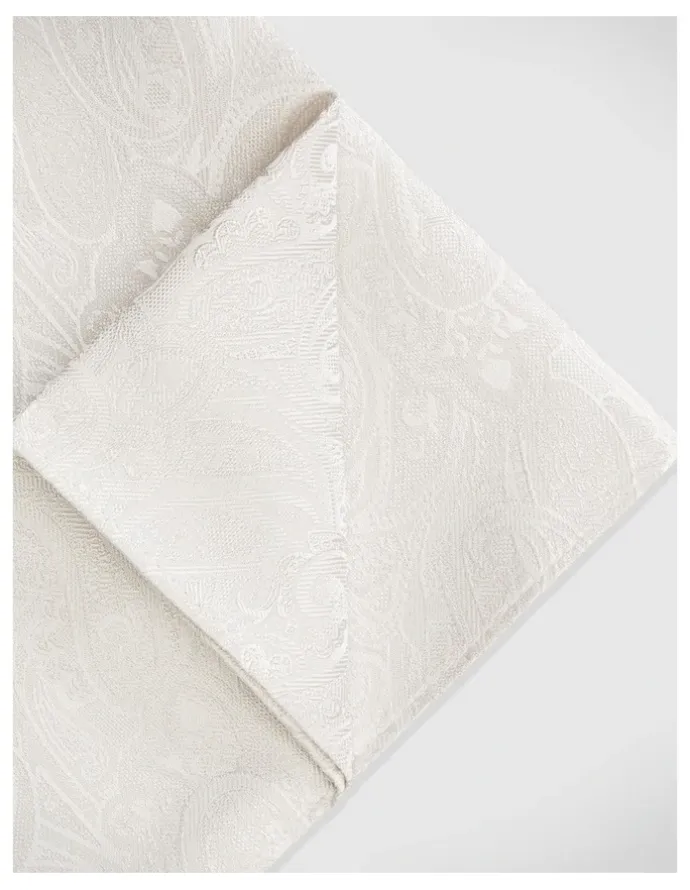 Politix Silk Paisley Jacquard Pocket Square in Ivory
