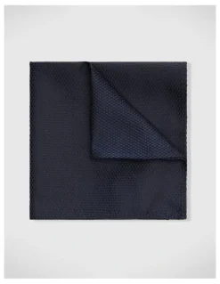 Politix Silk Textured Two-Tone Pocket Square in Navy