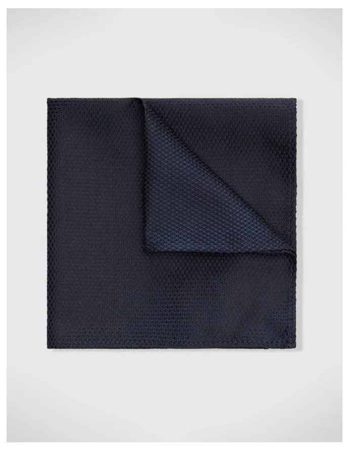 Politix Silk Textured Two-Tone Pocket Square in Navy