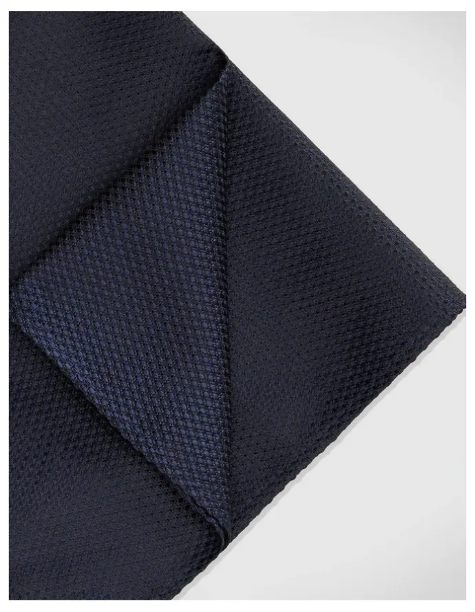 Politix Silk Textured Two-Tone Pocket Square in Navy