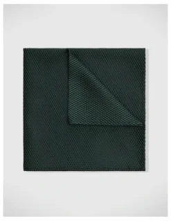 Politix Silk Textured Two-tone Pocket Square in Dark Green