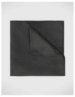 Politix Silk Textured Two-Tone Pocket Square in Charcoal