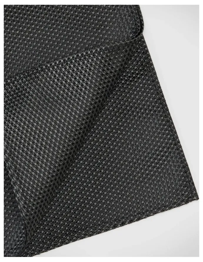 Politix Silk Textured Two-Tone Pocket Square in Charcoal