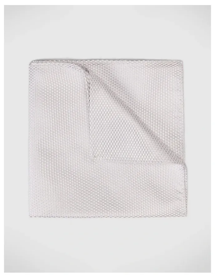 Politix Silk Textured Two-tone Pocket Square in Stone