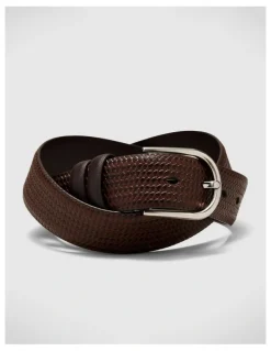 Politix Textured Leather Belt in Brown