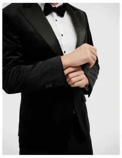 Politix Velvet Black Tie Tuxedo in Black