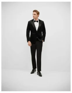 Politix Velvet Black Tie Tuxedo in Black