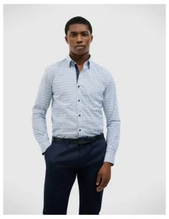 Politix Dylan Damask Print Shirt in Ink