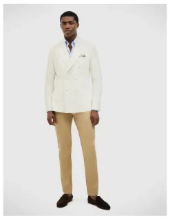 Politix Elijah Double Breasted Tailored Jacket in Stone