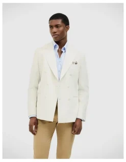 Politix Elijah Double Breasted Tailored Jacket in Stone