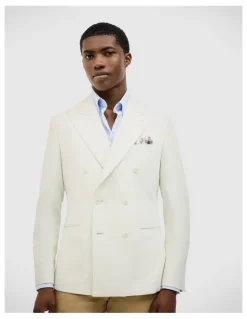 Politix Elijah Double Breasted Tailored Jacket in Stone