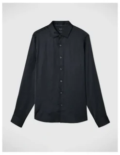 Politix Freddie Faux Silk Shirt in Black