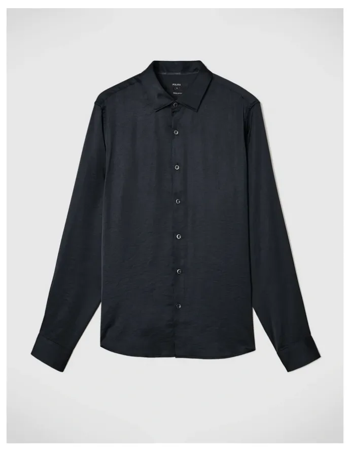 Politix Freddie Faux Silk Shirt in Black