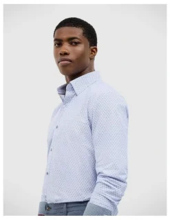 Politix Jacob Geo Print Shirt in Blue