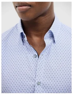 Politix Jacob Geo Print Shirt in Blue