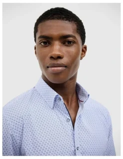 Politix Jacob Geo Print Shirt in Blue