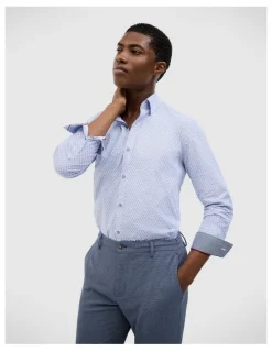 Politix Jacob Geo Print Shirt in Blue