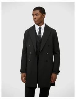 Politix Knight Double Breasted Performance Coat in Black
