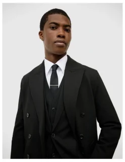 Politix Knight Double Breasted Performance Coat in Black
