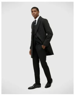 Politix Knight Double Breasted Performance Coat in Black