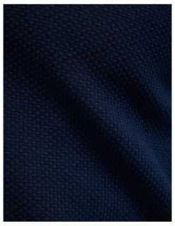 Politix Morgan Textured Zip-up Polo in Navy