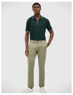 Politix Morgan Textured Zip-up Polo in Deep Forest