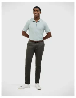 Politix Morgan Textured Zip-up Polo in Sage