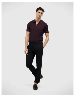 Politix Murray Zip-up Polo in Burgundy