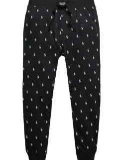 Polo Ralph Lauren Allover Pony Cotton Jersey Sleep Jogger in Black