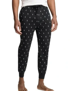 Polo Ralph Lauren Allover Pony Cotton Jersey Sleep Jogger in Black