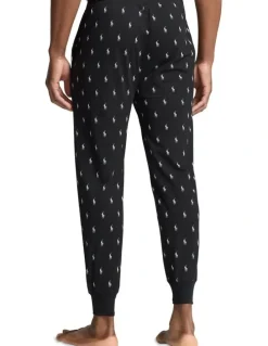 Polo Ralph Lauren Allover Pony Cotton Jersey Sleep Jogger in Black