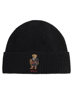 Polo Ralph Lauren Bear Rib-Knit Beanie in Black