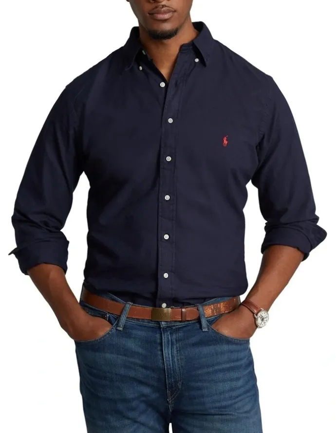 Polo Ralph Lauren Big & Tall Garment-Dyed Oxford Shirt in Navy
