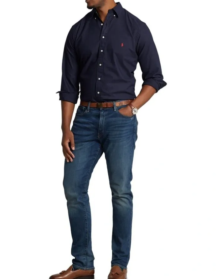 Polo Ralph Lauren Big & Tall Garment-Dyed Oxford Shirt in Navy