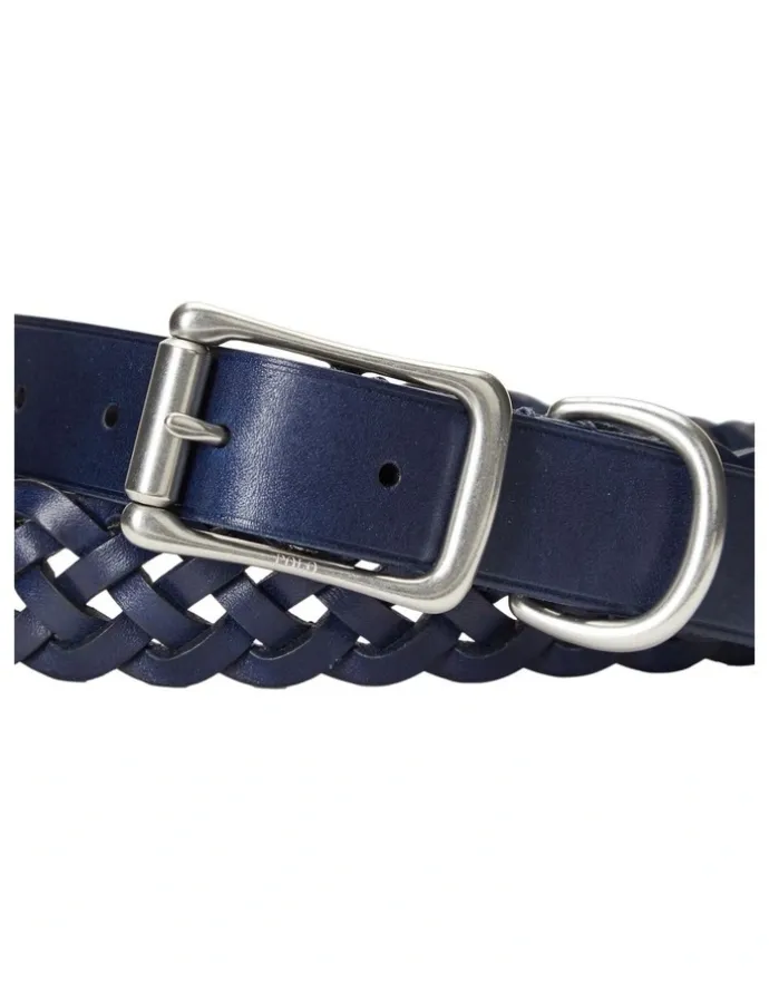 Polo Ralph Lauren Braided Leather Belt in Navy