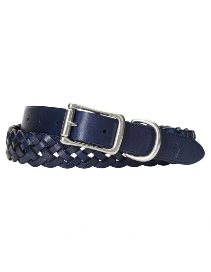 Polo Ralph Lauren Braided Leather Belt in Navy
