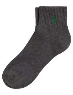 Polo Ralph Lauren Cotton-Blend Quarter-Crew Socks in Grey