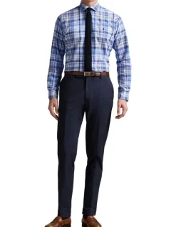 Polo Ralph Lauren Custom Fit Plaid Oxford Shirt in Blue