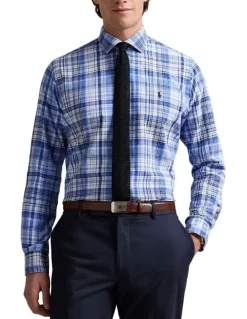 Polo Ralph Lauren Custom Fit Plaid Oxford Shirt in Blue