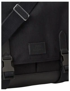 Polo Ralph Lauren Leather-Trim Travel Messenger Bag in Black