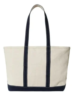 Polo Ralph Lauren Logo Canvas Medium Tote Bag in Natural